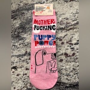 NWT Blue Q “Mother F*cking Puppy Power” Socks Pink Women's Sz 5-10